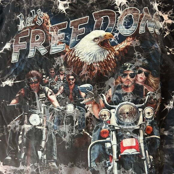 Vintage Rock Eagle Freedom Bikers Shirt Xl Black Tie Dye Biker Motto Graphic 90s - Picture 4 of 16